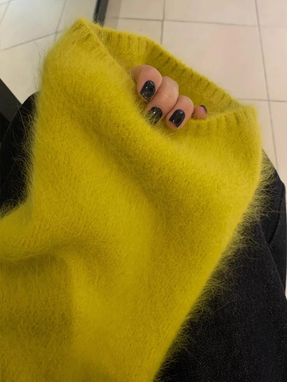 Women's yellow loose knit sweater YM1891