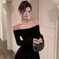 Black Off The Shoulder Short Homecoming Dress A Line Party Dress YM1828