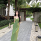 women's summer green suspender dress  YM1235
