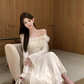 Women's new style one-shoulder long-sleeved dress with lace birthday dress YM1938