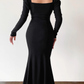 Black long sleeve mermaid dress YM738