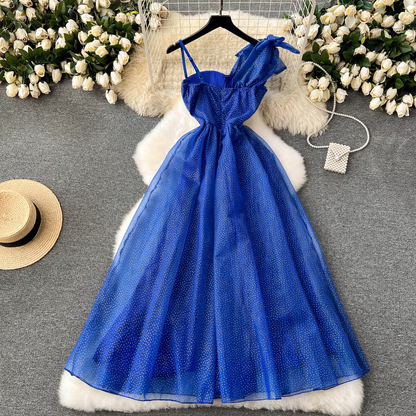 Royal Blue A-line Summer Dress  YM1131