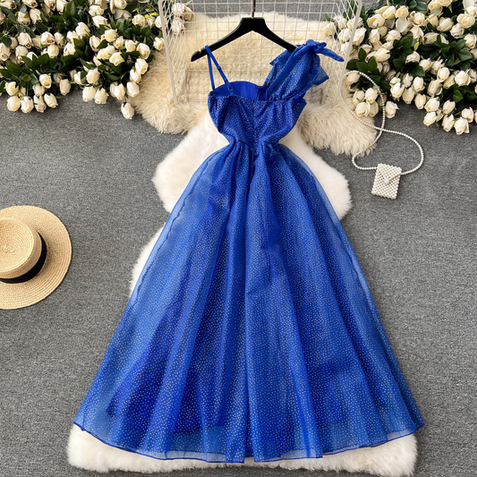 Royal Blue A-line Summer Dress  YM1131