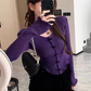 New Style Early Spring Top With Bow Short Hot Girl Chic Knitted Sweater YM1807