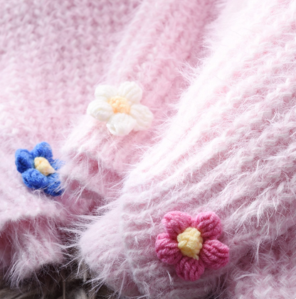 Retro Green Short Pullover Sweater Stylish Round Neck Long Sleeve Knitted Sweater YM2371