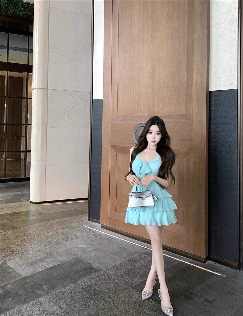 Mint Green Chiffon A Line Vacation Dress Short Birthday Dress Women Dress YM2180