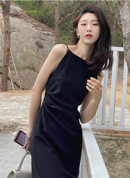 White suspender dress women's sleeveless long white prom dress YM1948