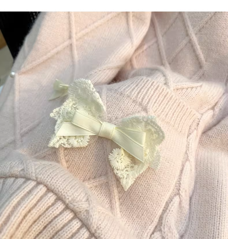 Pink Preppy Style Bow Sweater Cardigan YM2454