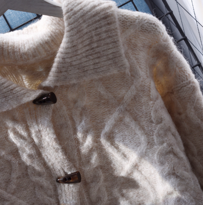 New Autumn Japanese Style POLO Collar Knitted Sweater Jacket YM2346