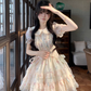Sweet Tulip Print Baby Doll Neck Multi-Level Skirt Dress YM2032