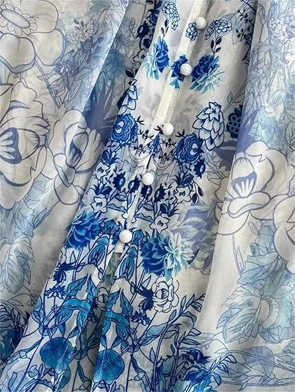 Deep V-neck printed elegant dress YM1205