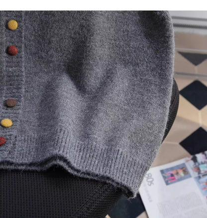 Retro Gray Knitted Vest Sweater YM2448