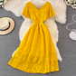 V-neck ruffle sleeve lace maxi dress,YM208