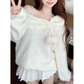 Asymmetric White Shoulder Chain Strap Sweater YM1931