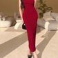 women's red suspender dress YM750