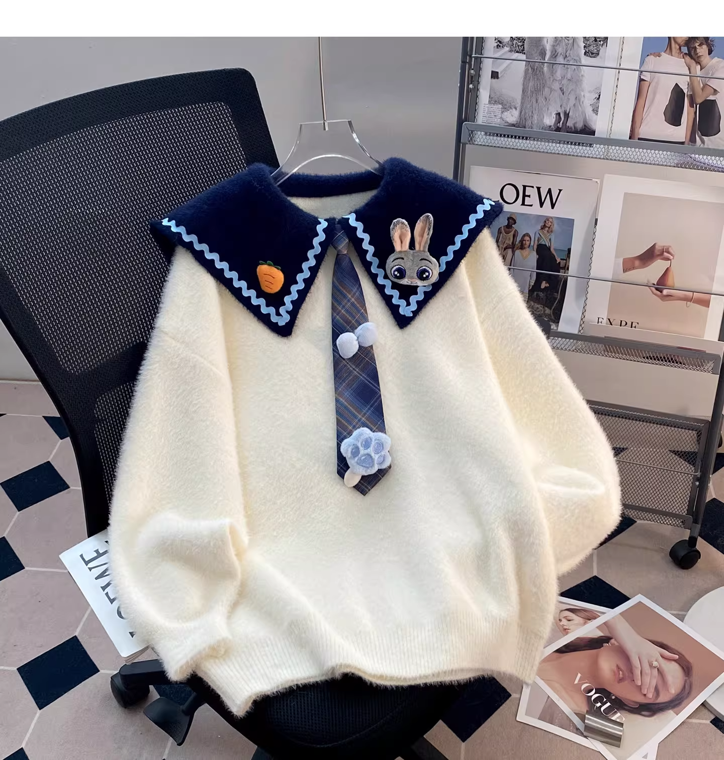 Sweet And Cute White Preppy Style Soft Sweater YM2446