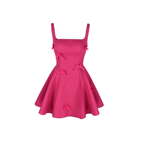 Pink Bow-Tie Sundress Princess Birthday Dress A-Line Mini Dress YM2413