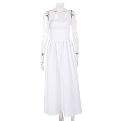 Classy White Straps A Line Party Prom Dress Birthday Outfits YM2018