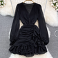 V Neck Irregular Ruffles Dress ,YM223
