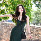 Green Suspender Party Dress Holiday Floral Dress YM1799