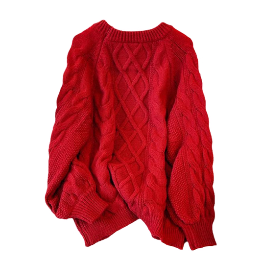 Red Sweater Women's Early Autumn Loose Slimming Versatile Sweet Sweater YM2304