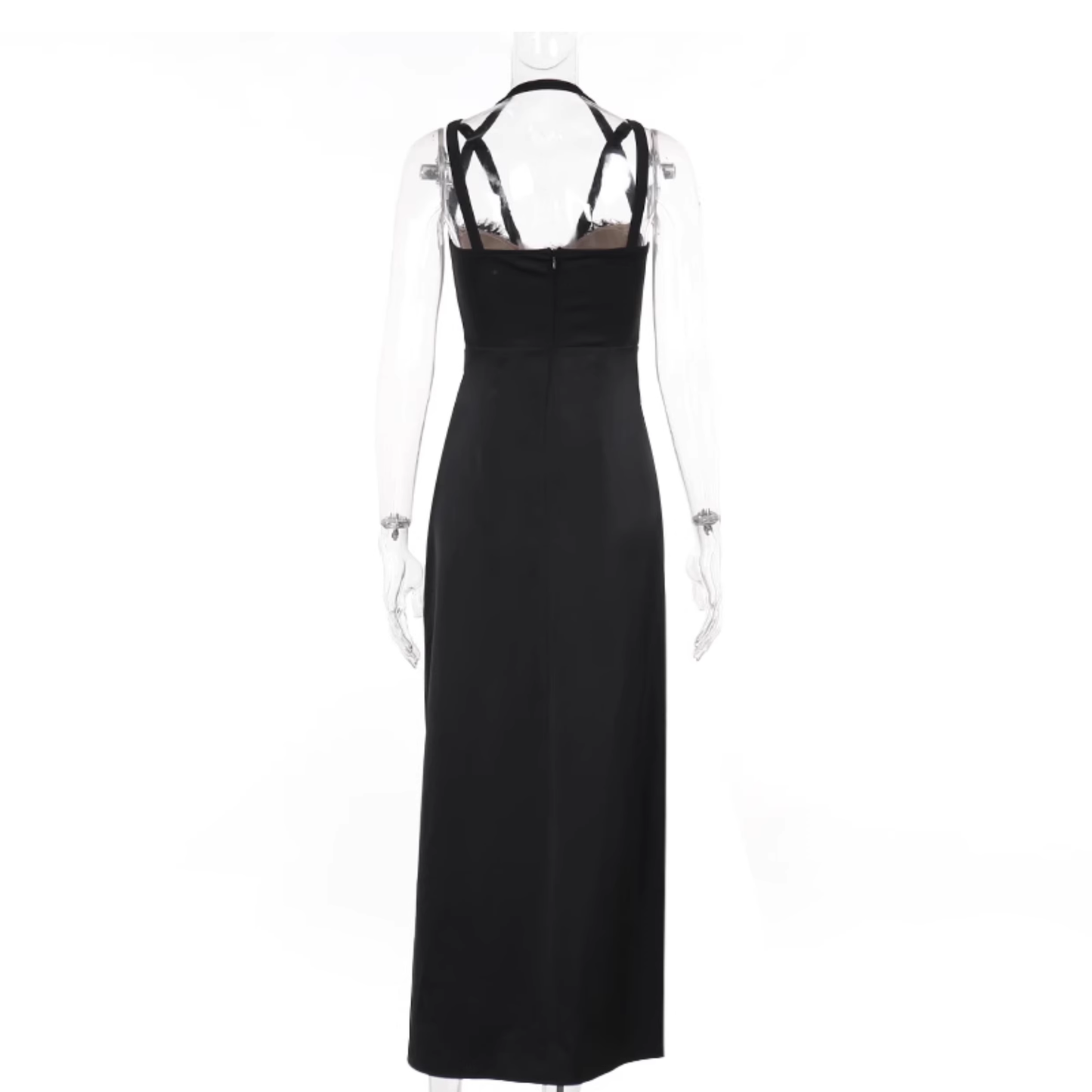 Sexy Black Lace Slit Party Gown,Birthday Outfits YM2019