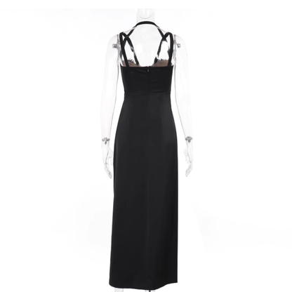 Sexy Black Lace Slit Party Gown,Birthday Outfits YM2019
