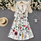 Printed fashionable slim fit single breasted dress YM457