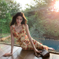 Sexy V Neck Holiday Style Floral Party Dress Straps Ruffles Prom Dress YM2004