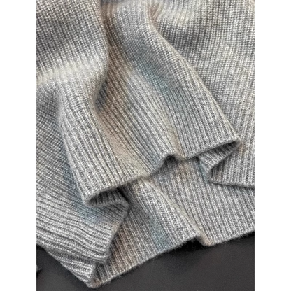 Gray Thick Loose Lapel Pullover Half Zip Sweater YM1872