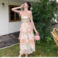 women's floral suspender dress YM1160