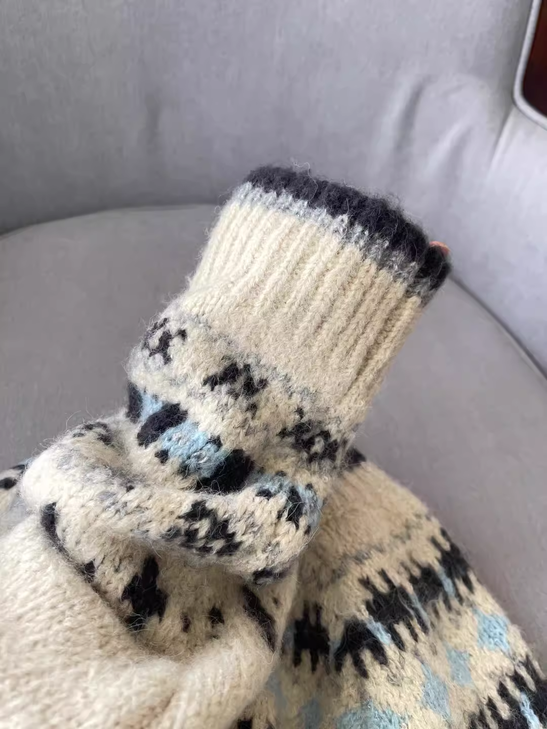 Vintage Jacquard Round Neck Knitted Cardigan Single-Breasted Sweater Coat YM2389