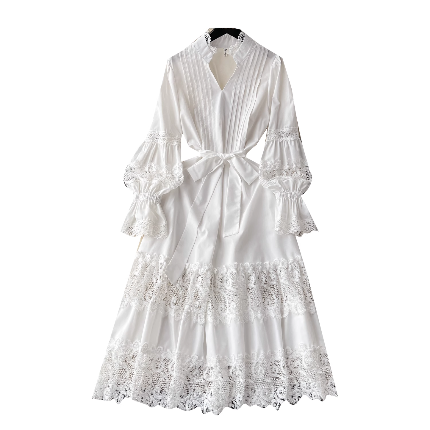 Palace style dress lace puff sleeve long skirt YM612