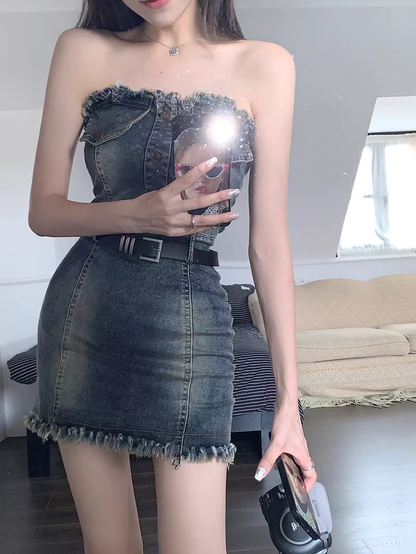 women's summer retro denim dress YM705