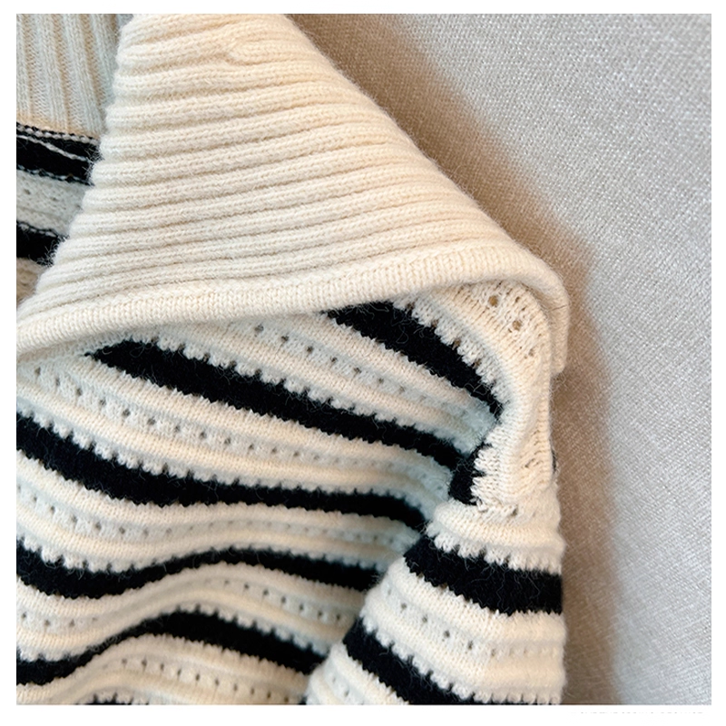 Lazy Style Striped Knitted Cardigan Women's Early Autumn Fashionable Loose Sweater YM2301