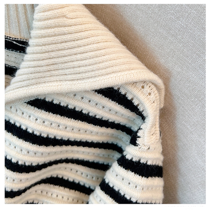 Lazy Style Striped Knitted Cardigan Women's Early Autumn Fashionable Loose Sweater YM2301