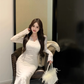 Classy White Sexy Lace Prom Dress Long Mermiad Party Dress YM1821