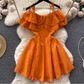 women's summer off shoulder ruffled dress,YM116