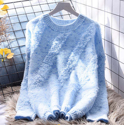 Purple Lazy Style Pullover Soft Knitted Sweater Loose YM2378