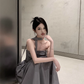 Gray strapless dress YM1917