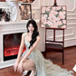 Light Green Brithday Dress Irregular Tulle Prom Dress With Train YM1641