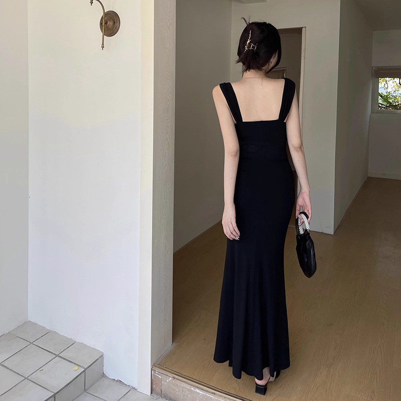 Pretty Black Lace Mermaid Long Party Dress Birthday Dress YM2216