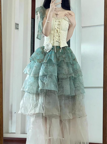 Beautiful Green Layered Tulle Birthday Party Dress Lolita Princess Dress YM2139