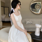 Elegant white spaghetti straps a line long party dress YM1951