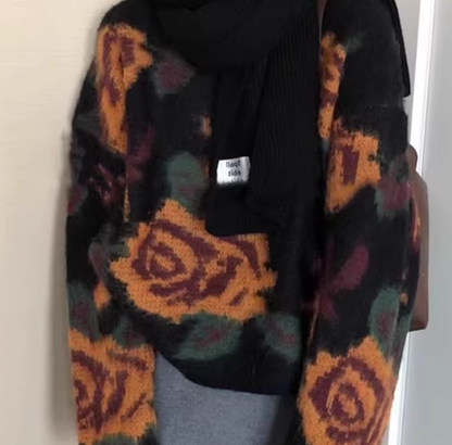 Vintage Jacquard Sweater, Thick Knitwear YM2422