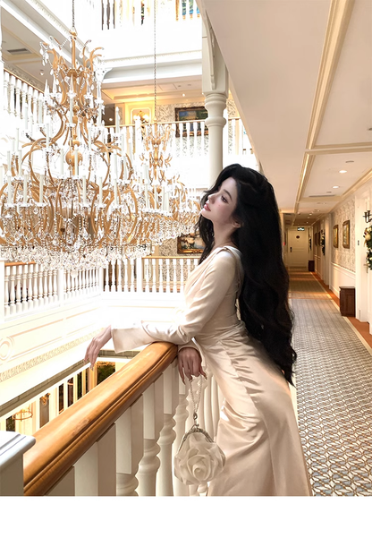 One Shoulder Long Sleeves Sexy Mermaid Evening Dress Party Dress YM1990