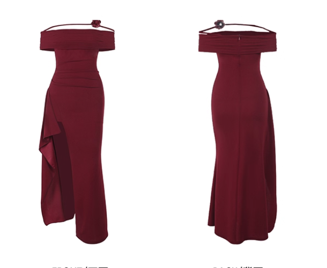 Pretty Red Off The Shoulder Mermaid Slit Party Dress Long Birthday Dress YM2225