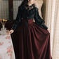 Palace retro long-sleeved lace shirt striped long skirt two-piece dress YM688