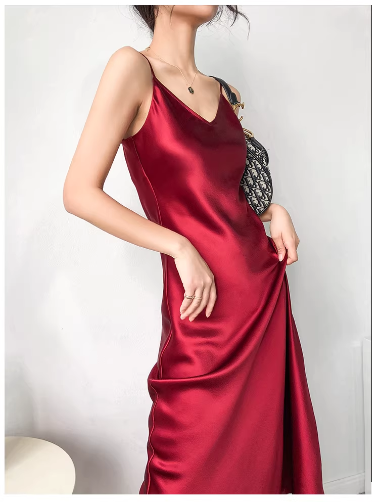 Classy Spaghetti Straps Dark Dreen Satin Mermaid Long Birthday Party Dress Holiday Dress YM2431