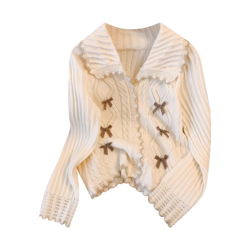 doll collar knitted cardigan YM410